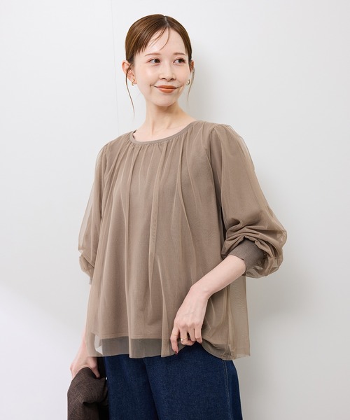 ROPE' PICNIC(ロペピクニック)の「チュールドッキングボリュームスリーブニットプルオーバー(ニット/セーター・レディース・オフホワイト/ブラック/ブラウン・FREE)」の18枚目の写真