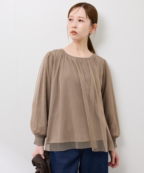 ROPE' PICNIC(ロペピクニック)の「チュールドッキングボリュームスリーブニットプルオーバー(ニット/セーター・レディース・オフホワイト/ブラック/ブラウン・FREE)」の21枚目の写真