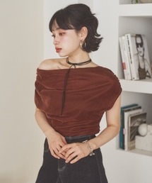 velor drape side slit tops /ベロアドレープサイドスリットトップス