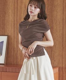 velor drape side slit tops /ベロアドレープサイドスリットトップス