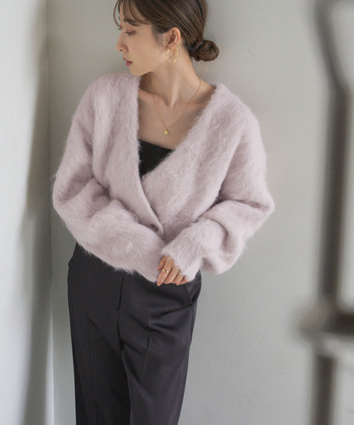 極美品♡NOBLE アルパカ混シャギーショートカーデ　グレー　カーディガン Noble（ノーブル）の「《追加》アルパカ混シャギーショート