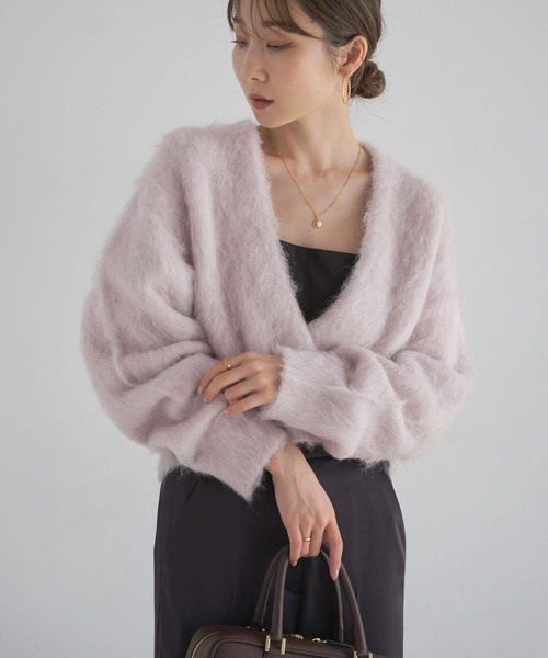 極美品♡NOBLE アルパカ混シャギーショートカーデ　グレー　カーディガン Noble（ノーブル）の「《追加》アルパカ混シャギーショート