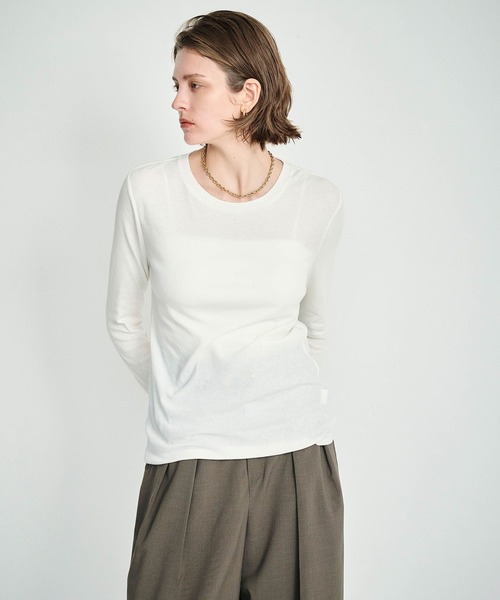 N.O.R.C（ノーク）の「コットンシアーロングスリーブトップス（Tシャツ/カットソー・レディース・オフホワイト/ブラック・フリー）」の8枚目の写真