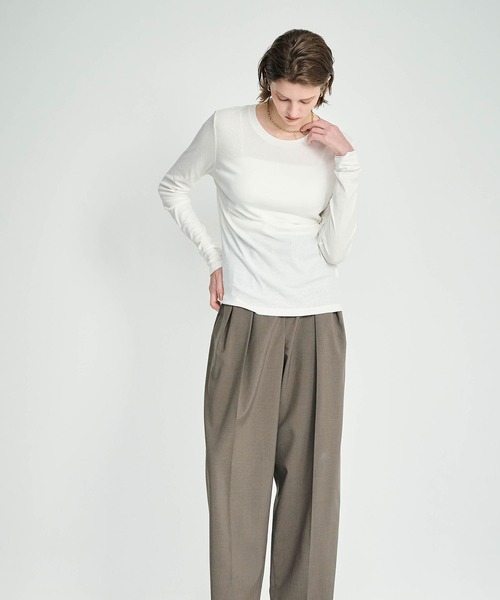 N.O.R.C（ノーク）の「コットンシアーロングスリーブトップス（Tシャツ/カットソー・レディース・オフホワイト/ブラック・フリー）」の9枚目の写真