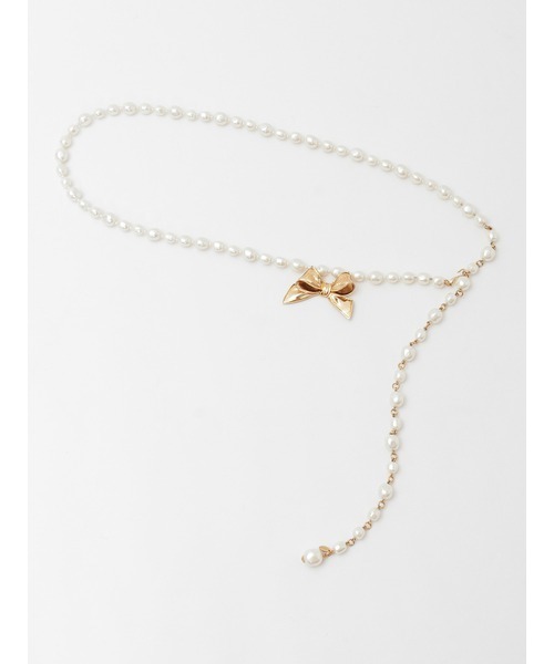 リボンモチーフ使いパールチェーンベルト リボンモチーフ使いパールチェーンベルト（ベルト）｜PINK HOUSE