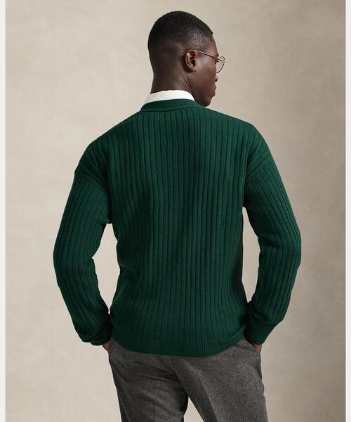 ビッグ フィット ドッグエンブロイダリー ウール カーディガン