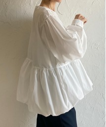 She's Closet（シーズクローゼット）の「ウエストギャザー長袖バルーンフレアブラウス（シャツ/ブラウス）」