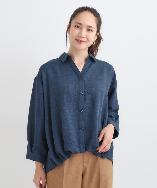 SHOO・LA・RUE（シューラルー）の「【S-LL】インせず着られる デニムライク前開きブラウス（シャツ/ブラウス・レディース・ブルー/ブルー系その他・04/03/02/01）」の7枚目の写真