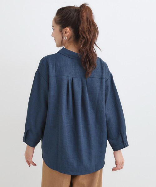 SHOO・LA・RUE（シューラルー）の「【S-LL】インせず着られる デニムライク前開きブラウス（シャツ/ブラウス・レディース・ブルー/ブルー系その他・04/03/02/01）」の8枚目の写真