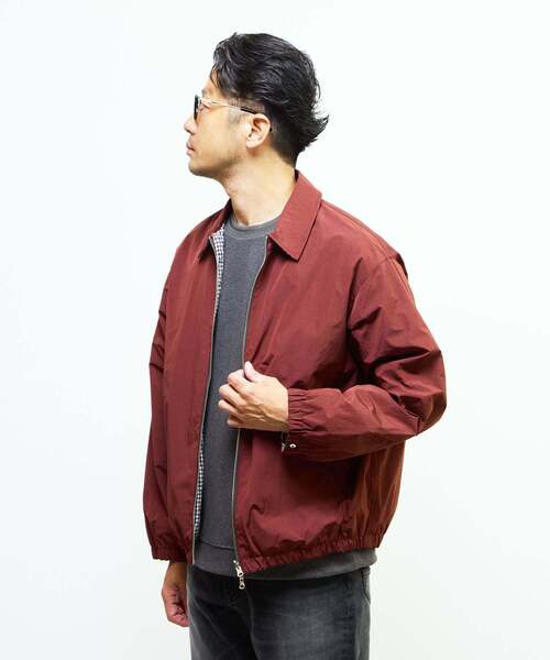 MEN'S MELROSE（メンズメルローズ）の「割繊タフタ×トラッドチェックリバーシブルハリントンジャケット（ブルゾン・メンズ・チャコールグレー/ボルドー・2/3/4）」の13枚目の写真