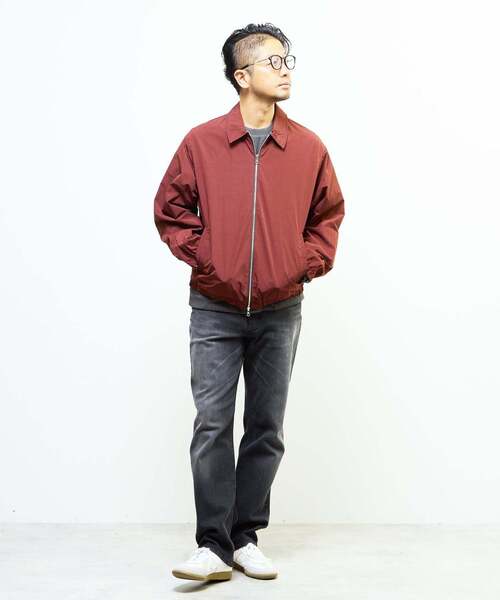 MEN'S MELROSE（メンズメルローズ）の「割繊タフタ×トラッドチェックリバーシブルハリントンジャケット（ブルゾン・メンズ・チャコールグレー/ボルドー・2/3/4）」の9枚目の写真