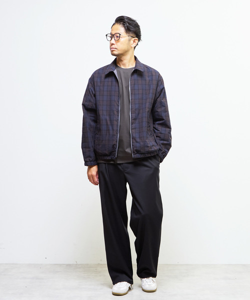 MEN'S MELROSE（メンズメルローズ）の「割繊タフタ×トラッドチェックリバーシブルハリントンジャケット（ブルゾン・メンズ・チャコールグレー/ボルドー・2/3/4）」の12枚目の写真