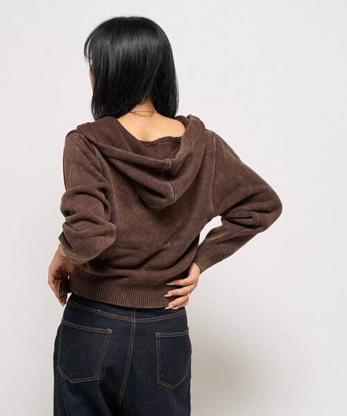 WHO'S WHO gallery（フーズフーギャラリー）の「【KOOKY'N/クーキー】ピグメント加工ジップニットパーカー（パーカー・メンズ・ネイビー/チャコールグレー/ブラウン・SMALL/X-SMALL/MEDIUM）」の13枚目の写真