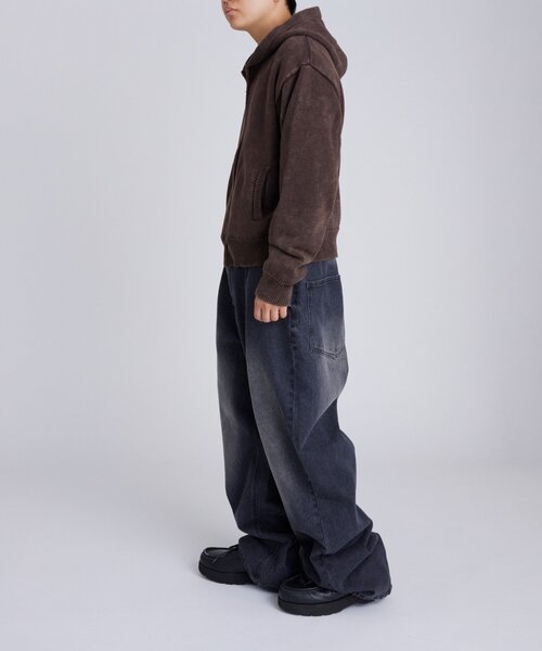 WHO'S WHO gallery（フーズフーギャラリー）の「【KOOKY'N/クーキー】ピグメント加工ジップニットパーカー（パーカー・メンズ・ネイビー/チャコールグレー/ブラウン・SMALL/X-SMALL/MEDIUM）」の15枚目の写真