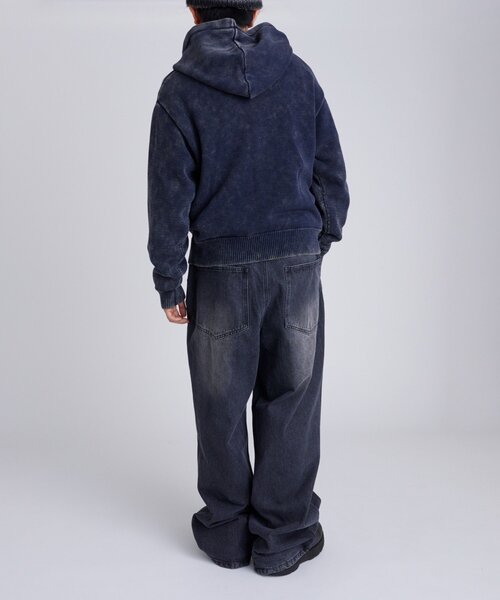 WHO'S WHO gallery（フーズフーギャラリー）の「【KOOKY'N/クーキー】ピグメント加工ジップニットパーカー（パーカー・メンズ・ネイビー/チャコールグレー/ブラウン・SMALL/X-SMALL/MEDIUM）」の14枚目の写真