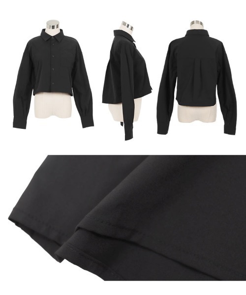 KOBE LETTUCE（コウベレタス）の「クロップドシャツ（シャツ/ブラウス・レディース・オフホワイト/ブラック/ブラウン・M）」の8枚目の写真