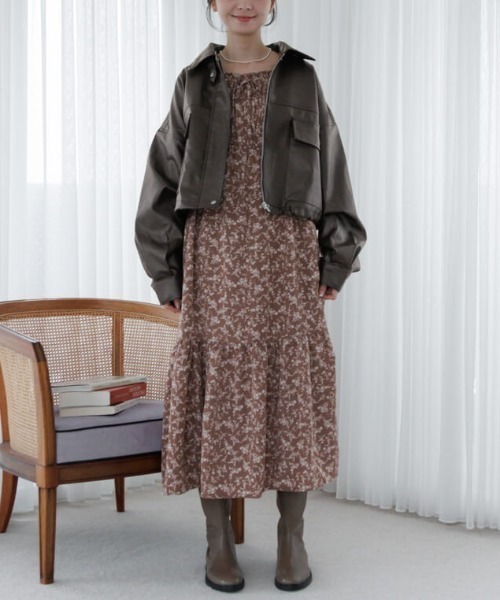 flower（フラワー）の「スウィートブルームワンピース（ワンピース・レディース・アイボリー/ブラウン・FREE）」の2枚目の写真