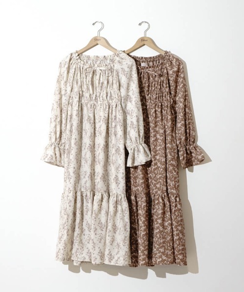 flower（フラワー）の「スウィートブルームワンピース（ワンピース・レディース・アイボリー/ブラウン・FREE）」の4枚目の写真