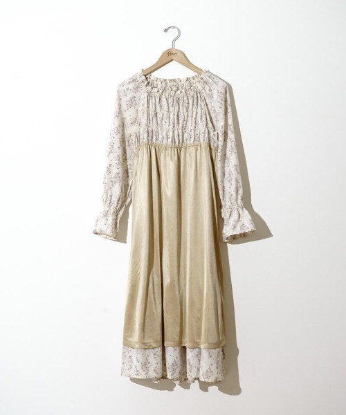 flower（フラワー）の「スウィートブルームワンピース（ワンピース・レディース・アイボリー/ブラウン・FREE）」の5枚目の写真