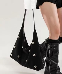 BARELY BLUE | 【 BARELY BLUE / ベアリーブルー 】 メタル スタッズ ボールド トライアングル ハンドバッグ(ハンドバッグ)