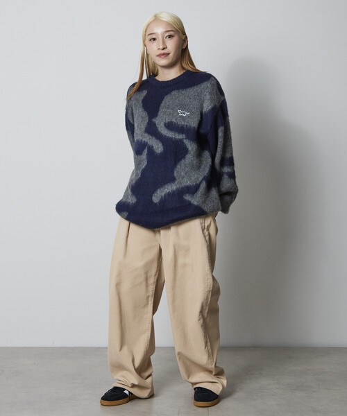 FREAK'S STORE（フリークスストア）の「限定展開 CHOW DOWN/チャウダウン リラックスフィット ジャカード クルーネック モヘアタッチ シャギーニット / キャットモチーフ（ニット/セーター・メンズ・ネイビー/チャコールグレー・LARGE/MEDIUM/SMALL）」の16枚目の写真