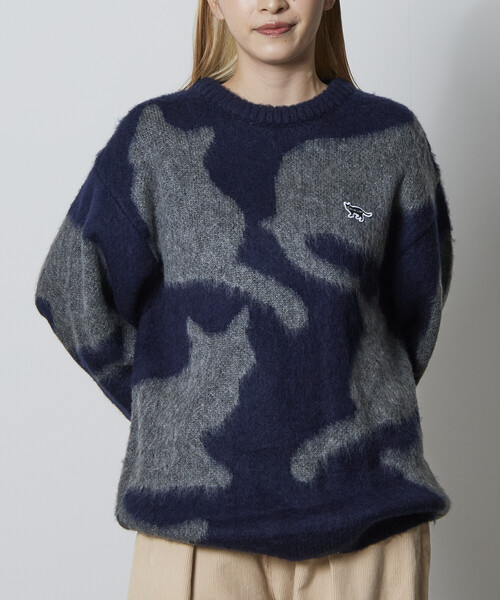 FREAK'S STORE（フリークスストア）の「限定展開 CHOW DOWN/チャウダウン リラックスフィット ジャカード クルーネック モヘアタッチ シャギーニット / キャットモチーフ（ニット/セーター・メンズ・ネイビー/チャコールグレー・LARGE/MEDIUM/SMALL）」の15枚目の写真