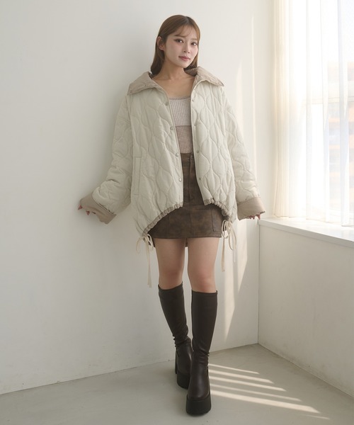Ambre Neige（アンブルネージュ）の「reversible quilting big jacket / リバーシブルキルティングビッグジャケット（ブルゾン・レディース・アイボリー/ブラック・FREE）」の8枚目の写真