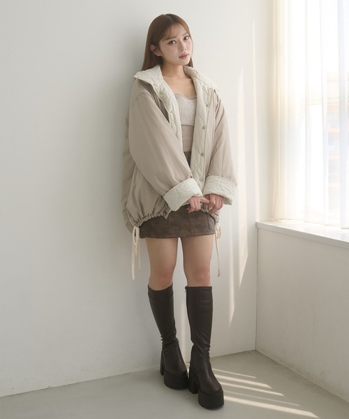 Ambre Neige（アンブルネージュ）の「reversible quilting big jacket / リバーシブルキルティングビッグジャケット（ブルゾン・レディース・アイボリー/ブラック・FREE）」の12枚目の写真