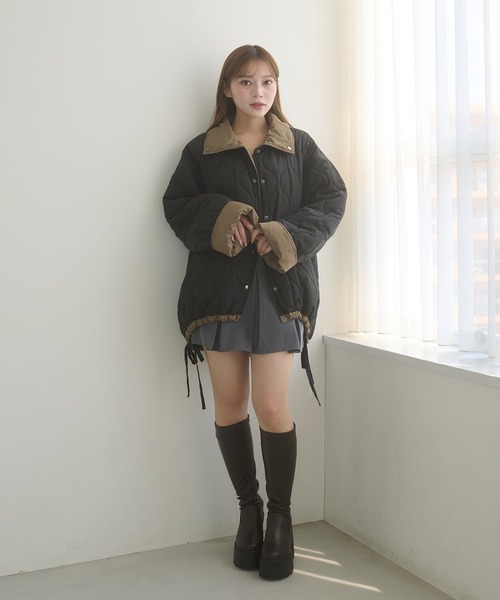 Ambre Neige（アンブルネージュ）の「reversible quilting big jacket / リバーシブルキルティングビッグジャケット（ブルゾン・レディース・アイボリー/ブラック・FREE）」の9枚目の写真