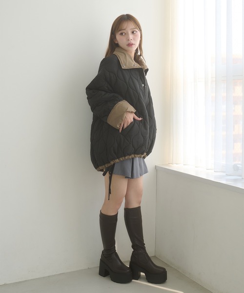 Ambre Neige（アンブルネージュ）の「reversible quilting big jacket / リバーシブルキルティングビッグジャケット（ブルゾン・レディース・アイボリー/ブラック・FREE）」の21枚目の写真