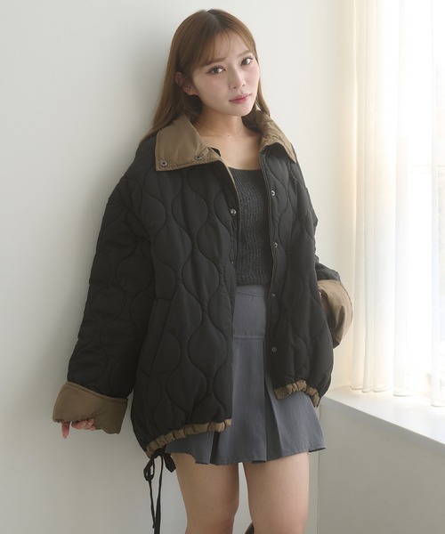 Ambre Neige（アンブルネージュ）の「reversible quilting big jacket / リバーシブルキルティングビッグジャケット（ブルゾン・レディース・アイボリー/ブラック・FREE）」の10枚目の写真
