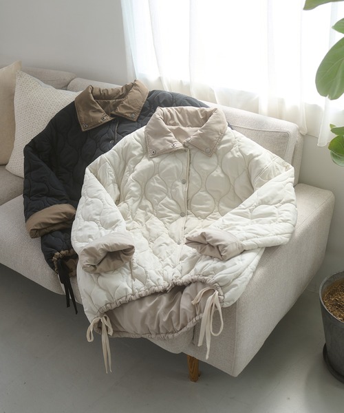 Ambre Neige（アンブルネージュ）の「reversible quilting big jacket / リバーシブルキルティングビッグジャケット（ブルゾン・レディース・アイボリー/ブラック・FREE）」の17枚目の写真