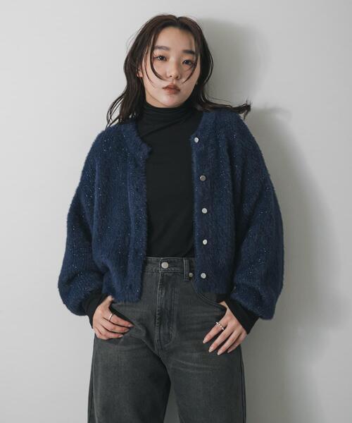 SENSE OF PLACE by URBAN RESEARCH(センスオブプレイスバイアーバンリサーチ)の「『一部WEB限定カラー』ラメシャギークロップドカーディガン(カーディガン/ボレロ・レディース・アイボリー/ライトベージュ/ネイビー/ピンク/ブラウン/チャコールグレー/ライトブルー・ONE)」の16枚目の写真