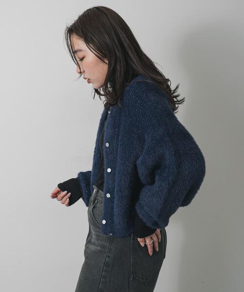 SENSE OF PLACE by URBAN RESEARCH(センスオブプレイスバイアーバンリサーチ)の「『一部WEB限定カラー』ラメシャギークロップドカーディガン(カーディガン/ボレロ・レディース・アイボリー/ライトベージュ/ネイビー/ピンク/ブラウン/チャコールグレー/ライトブルー・ONE)」の18枚目の写真