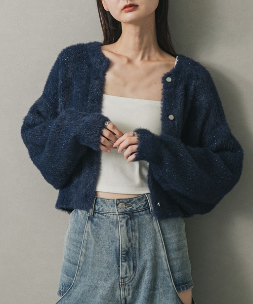 一部WEB限定カラー』ラメシャギークロップドカーディガン