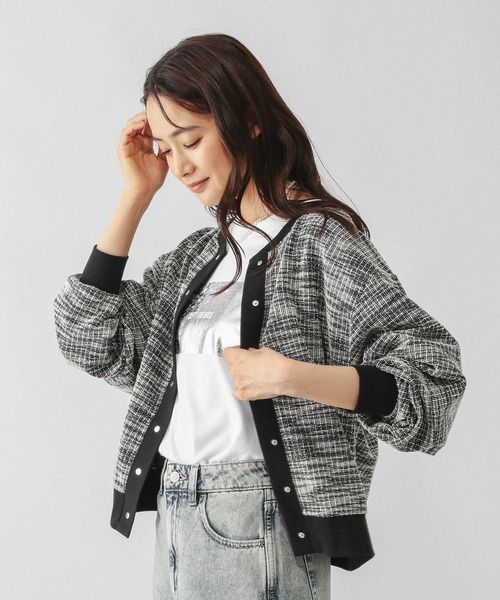 GLOBAL WORK(グローバルワーク)の「ツイードライク2WAYカーディガン/598015(カーディガン/ボレロ・レディース・グレー/ブラック・LARGE/MEDIUM)」の3枚目の写真