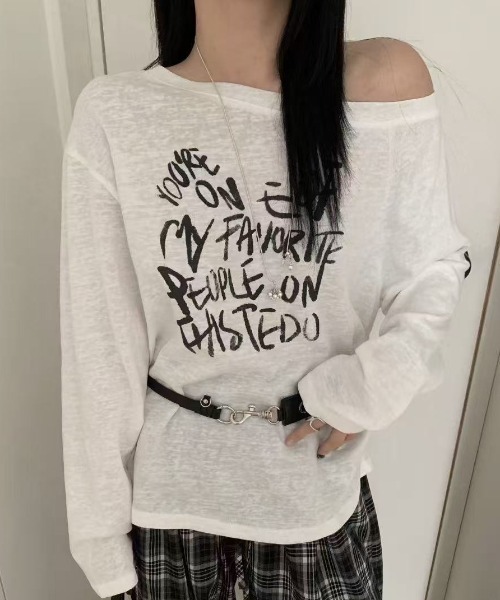 Achic(アシック)の「ワンショルダーロングスリーブ(Tシャツ/カットソー・レディース・ネイビー/ホワイト/グレー・M)」の6枚目の写真