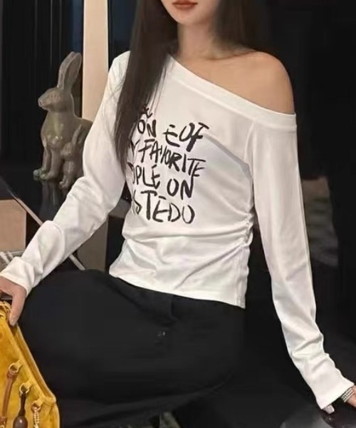Achic(アシック)の「ワンショルダーロングスリーブ(Tシャツ/カットソー・レディース・ネイビー/ホワイト/グレー・M)」の7枚目の写真
