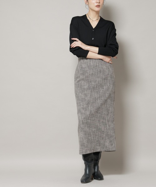NANO universe（ナノユニバース）の「ツイードタイトスカート(セットアップ可)（スカート・レディース・ブラウン/チャコール・S/M）」の2枚目の写真
