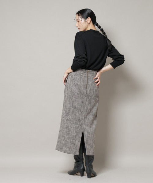 NANO universe（ナノユニバース）の「ツイードタイトスカート(セットアップ可)（スカート・レディース・ブラウン/チャコール・S/M）」の7枚目の写真