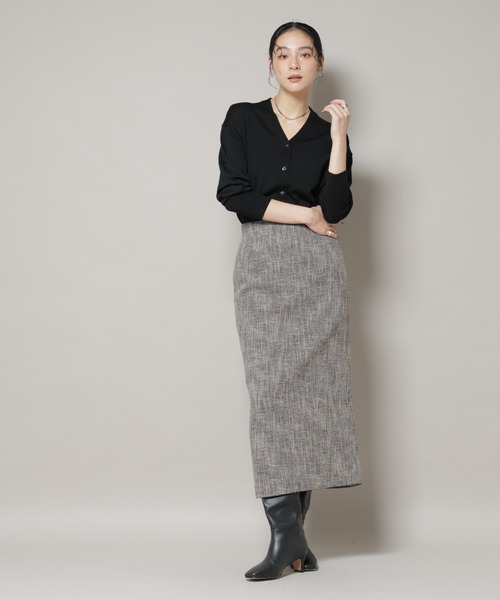 NANO universe（ナノユニバース）の「ツイードタイトスカート(セットアップ可)（スカート・レディース・ブラウン/チャコール・S/M）」の9枚目の写真