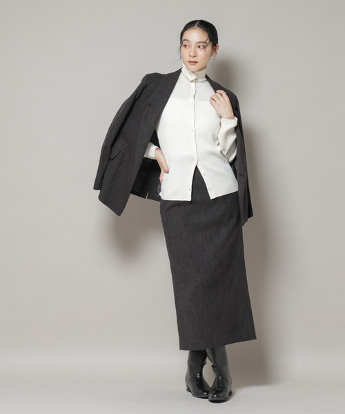 NANO universe（ナノユニバース）の「ツイードタイトスカート(セットアップ可)（スカート・レディース・ブラウン/チャコール・S/M）」の12枚目の写真