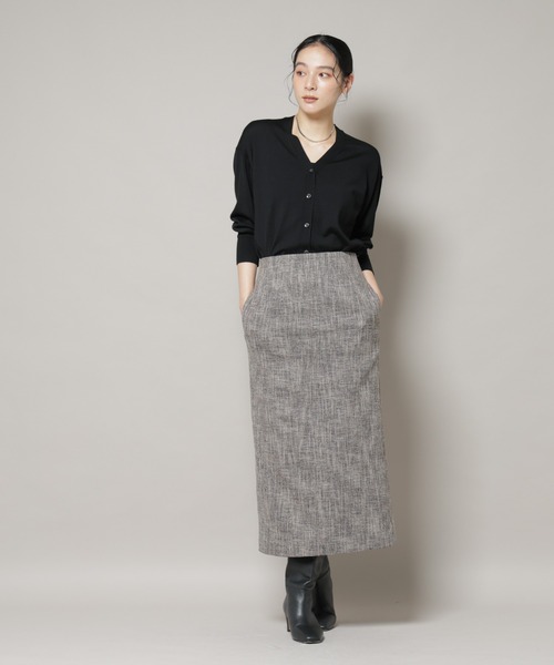 NANO universe（ナノユニバース）の「ツイードタイトスカート(セットアップ可)（スカート・レディース・ブラウン/チャコール・S/M）」の4枚目の写真