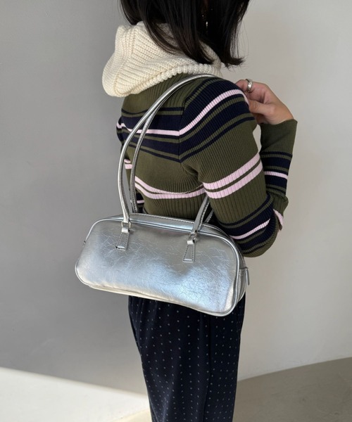 SANSeLF（サンセルフ）の「【SANSeLF】スクエアフォルムコンパクトバッグ saa25a097（ハンドバッグ・レディース・シルバー/ブラック・FREE）」の2枚目の写真