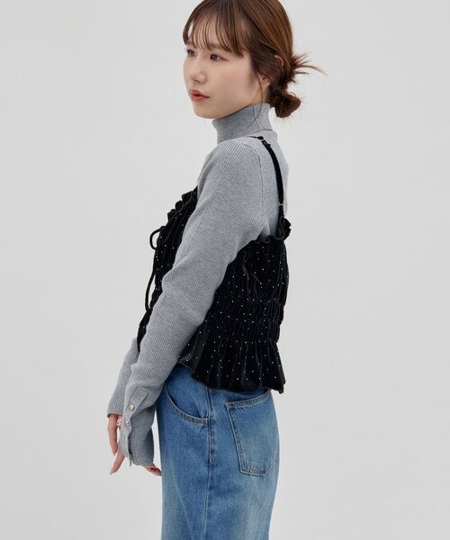 DISCOAT(ディスコート)の「【umm.】キラキラシャーリングキャミ(Tシャツ/カットソー・レディース・ブラック/ブラウン・FREE)」の8枚目の写真