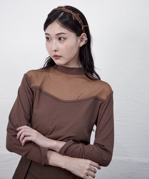 Y/lim(イリム)の「ビスチェ切替デザインTシャツ 長袖(Tシャツ/カットソー・レディース・グレー/ブラック/ブラウン・FREE)」の3枚目の写真