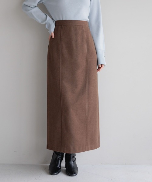Andemiu（アンデミュウ）の「ウーリーキリカエIラインスカート606101（スカート・レディース・アイボリー/ブラック/ブラウン/ブラック系9/ブラウン系その他6・SMALL/MEDIUM）」の5枚目の写真