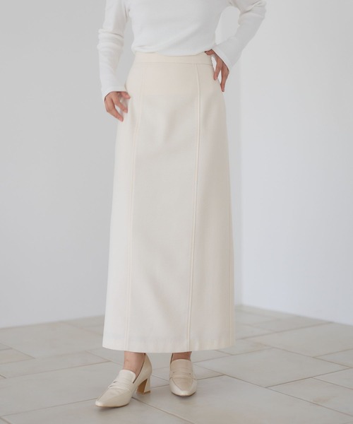 Andemiu（アンデミュウ）の「ウーリーキリカエIラインスカート606101（スカート・レディース・アイボリー/ブラック/ブラウン/ブラック系9/ブラウン系その他6・SMALL/MEDIUM）」の2枚目の写真