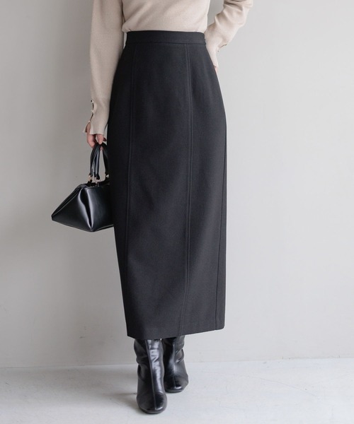 Andemiu（アンデミュウ）の「ウーリーキリカエIラインスカート606101（スカート・レディース・アイボリー/ブラック/ブラウン/ブラック系9/ブラウン系その他6・SMALL/MEDIUM）」の3枚目の写真