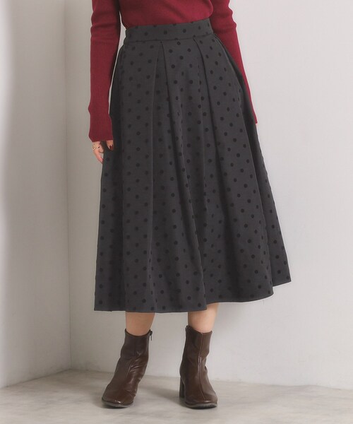 ITS'DEMO（イッツデモ）の「【手洗い可】フロッキードットスカート（スカート・レディース・ブラック系/ブラウン系その他2/チャコール・00）」の2枚目の写真
